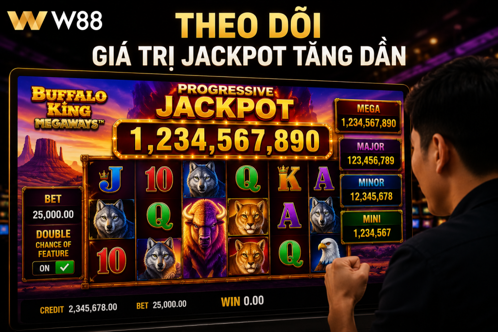 Người chơi theo dõi giá trị Jackpot tăng dần trong game nổ hũ